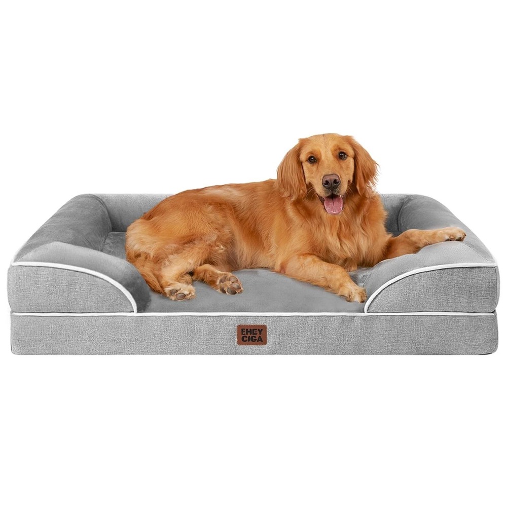 EHEYCIGA Orthopedic Dog Bed Large Waterproof Memory Foam Grey 36x27x6.5in